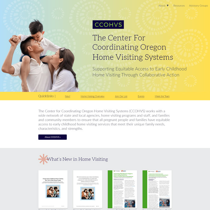 Center for Coordinating Oregon Home Visiting Systems website designed and developed by 45th Parallel Design